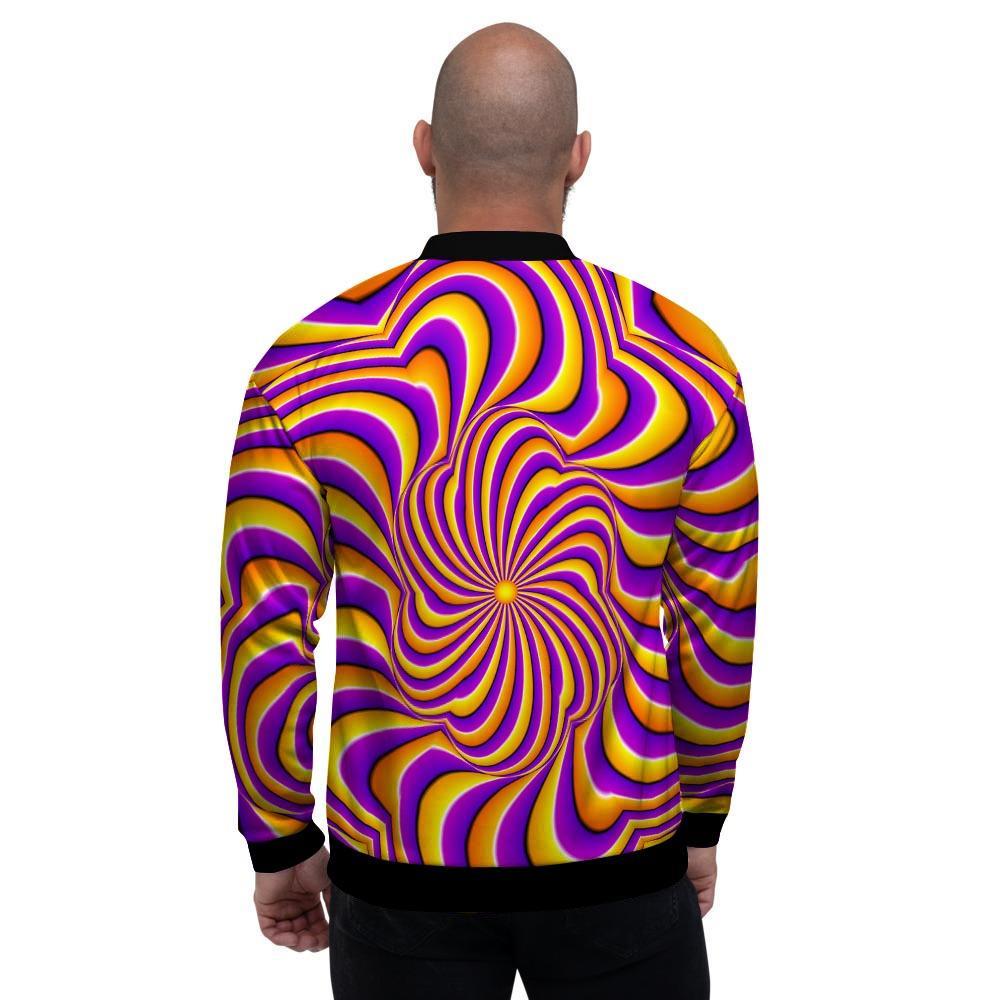 Yellow and purple spin illusion. Men's Bomber Jacket-grizzshop