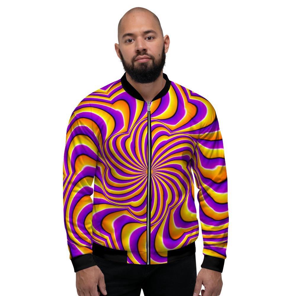 Yellow and purple spin illusion. Men's Bomber Jacket-grizzshop