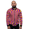 Yellow and purple spin illusion. Men's Bomber Jacket-grizzshop