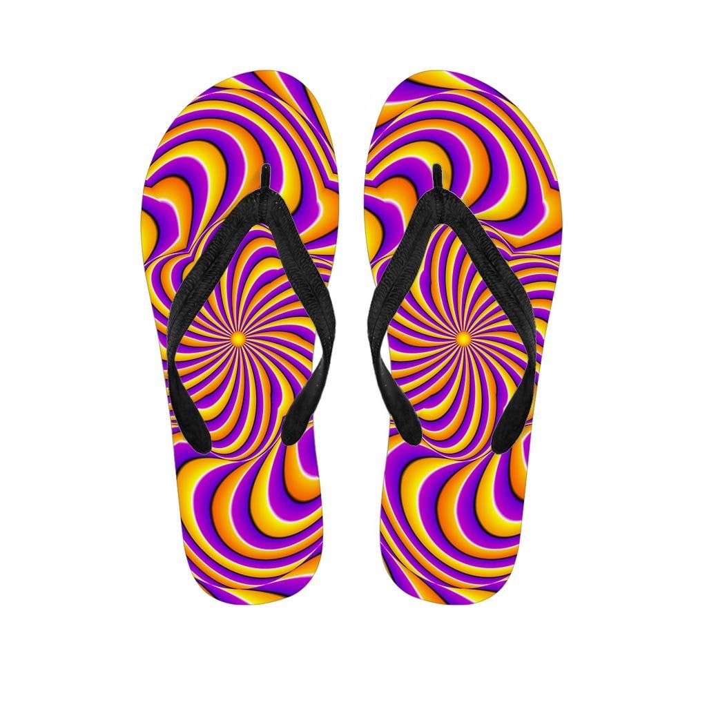 Yellow and purple spin illusion. Men's Flip Flops-grizzshop