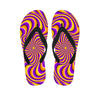 Yellow and purple spin illusion. Men's Flip Flops-grizzshop