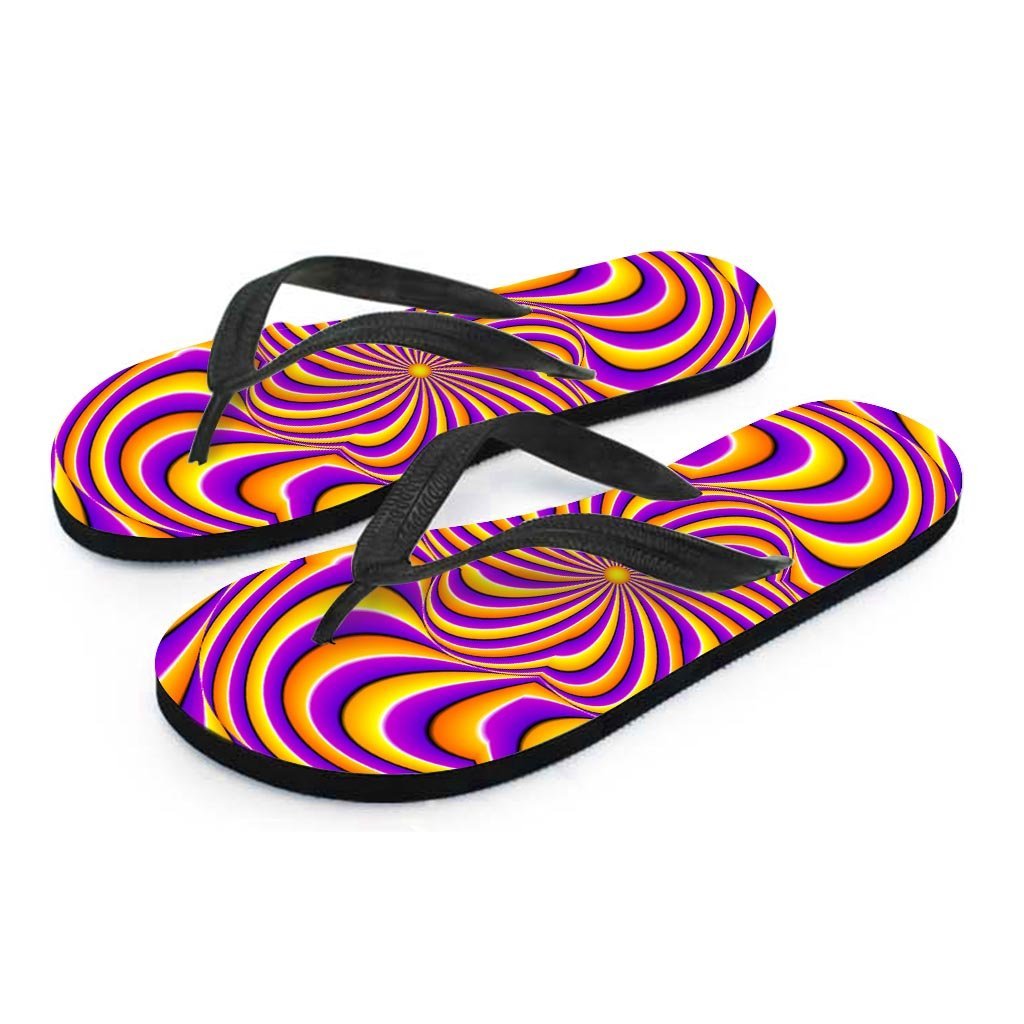 Yellow and purple spin illusion. Men's Flip Flops-grizzshop