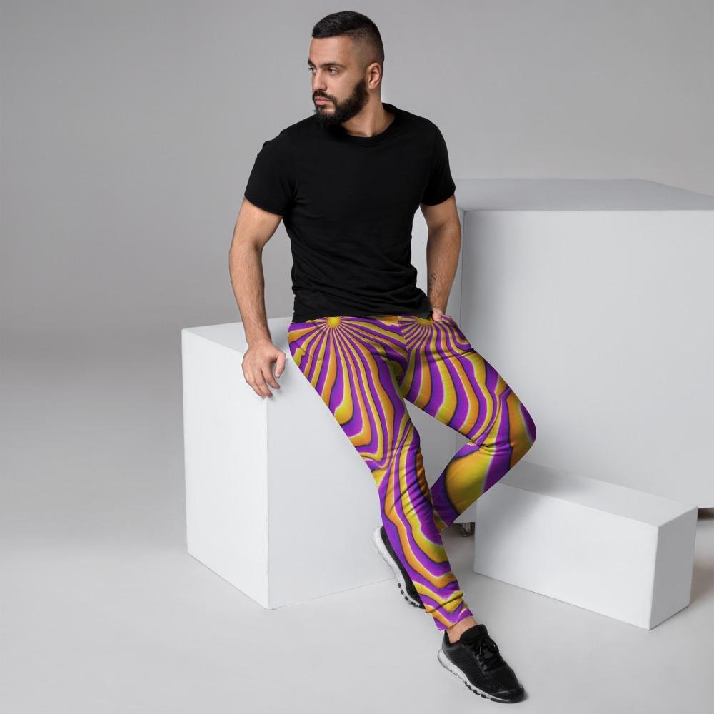 Yellow and purple spin illusion. Men's Joggers-grizzshop