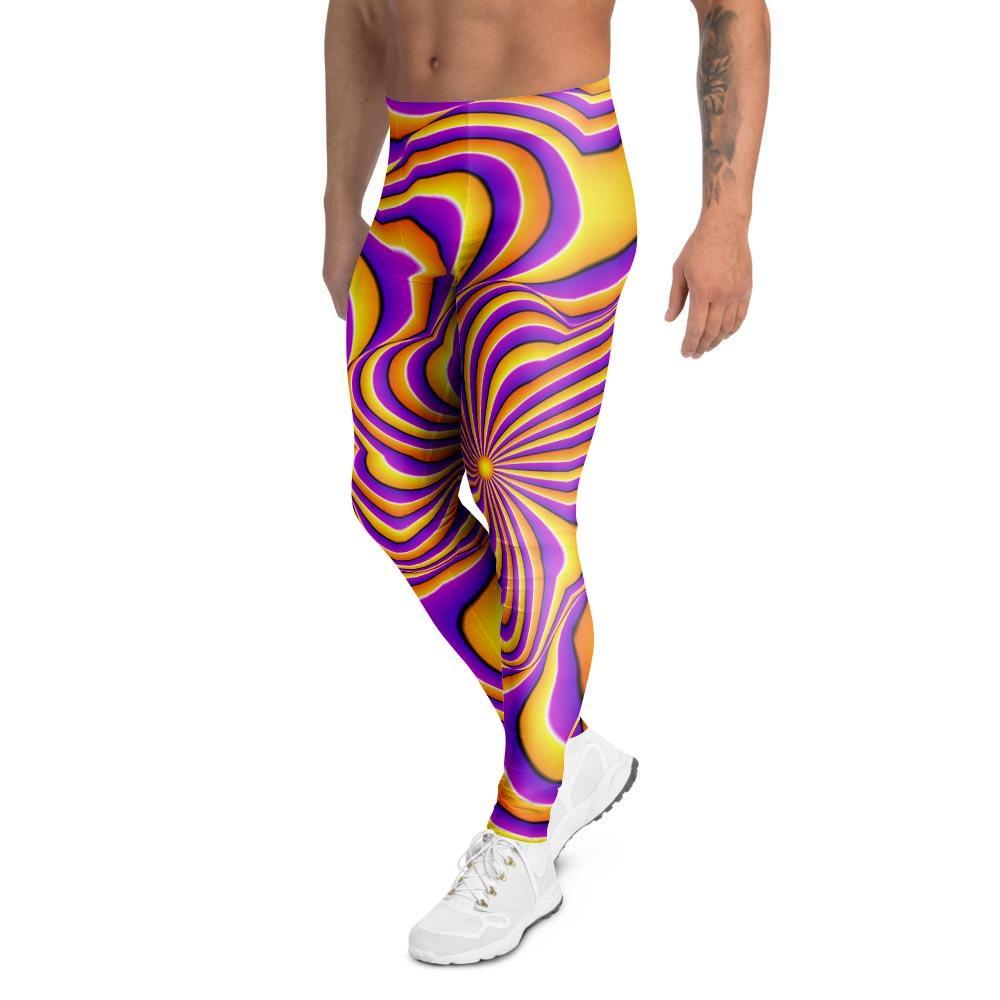 Yellow and purple spin illusion. Men's Leggings-grizzshop