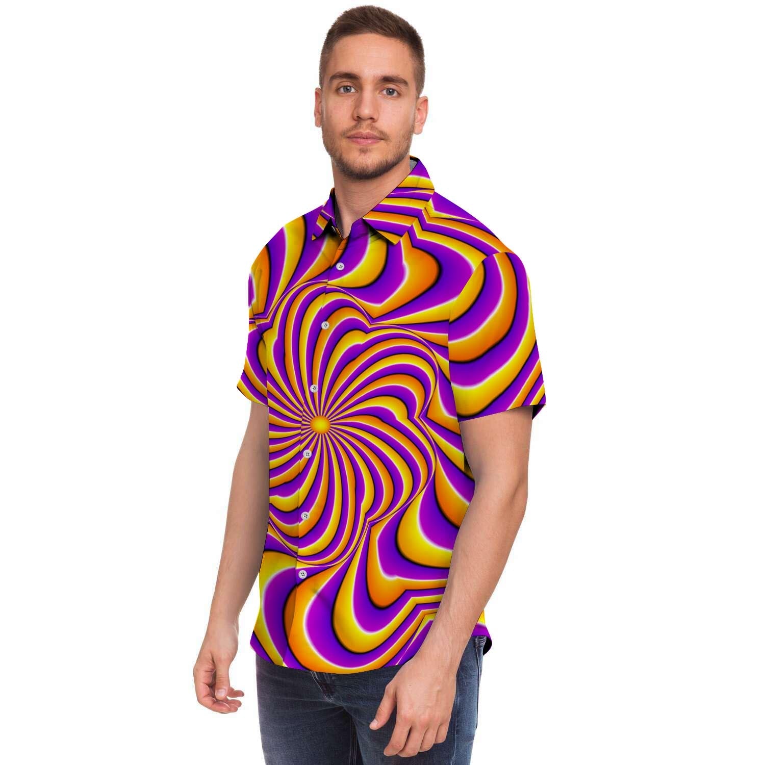 Yellow and purple spin illusion. Men's Short Sleeve Shirt-grizzshop