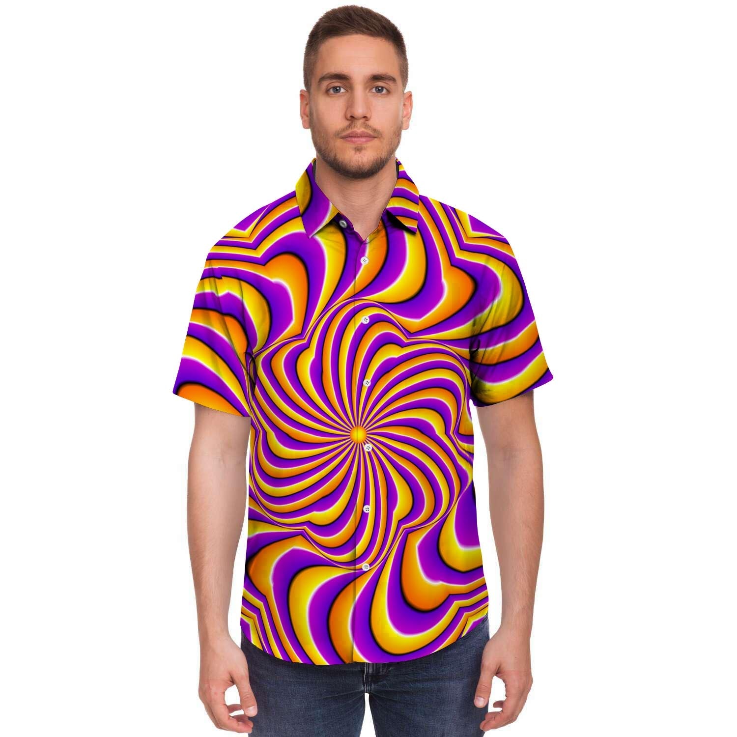 Yellow and purple spin illusion. Men's Short Sleeve Shirt-grizzshop