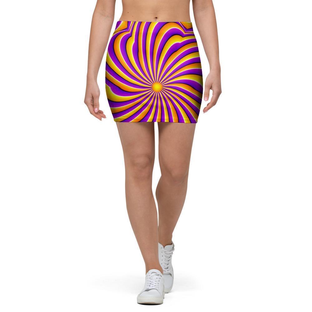 Yellow and purple spin illusion. Mini Skirt-grizzshop
