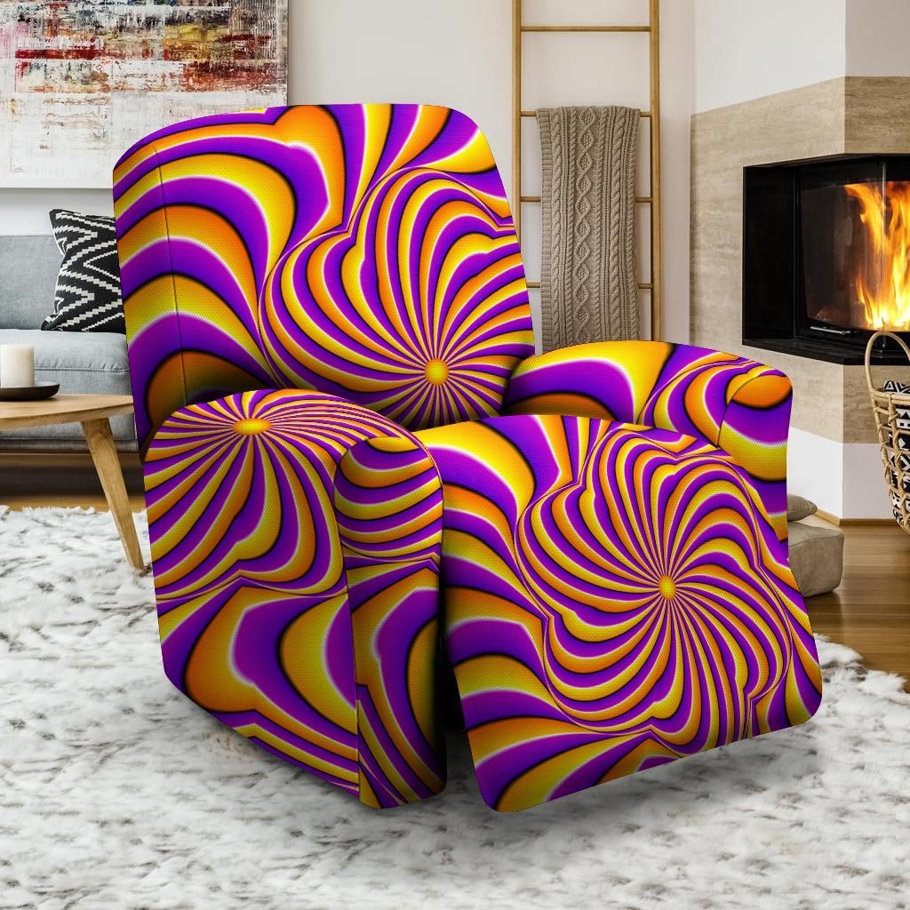 Yellow and purple spin illusion. Recliner Cover-grizzshop