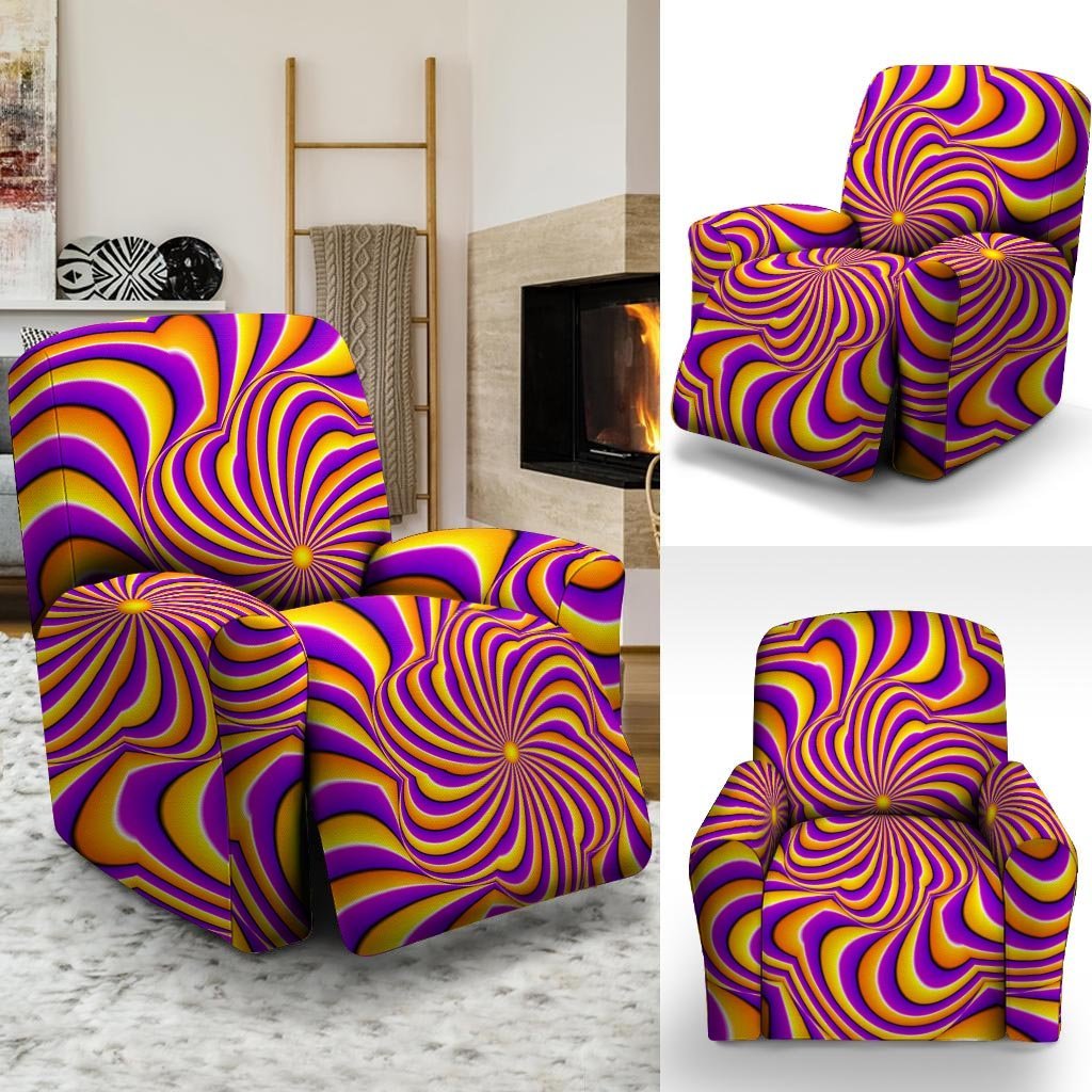 Yellow and purple spin illusion. Recliner Cover-grizzshop