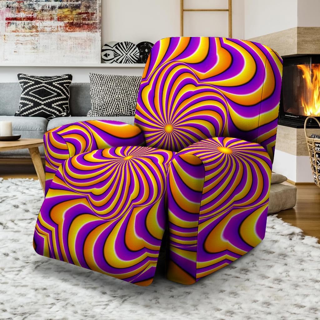 Yellow and purple spin illusion. Recliner Cover-grizzshop