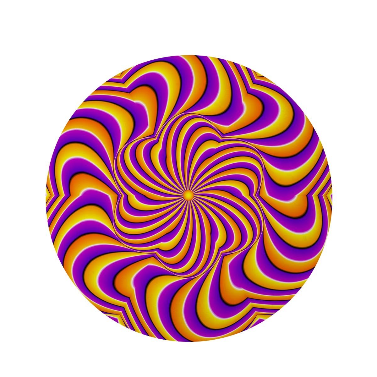 Yellow and purple spin illusion. Round Rug-grizzshop