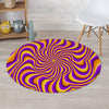 Yellow and purple spin illusion. Round Rug-grizzshop