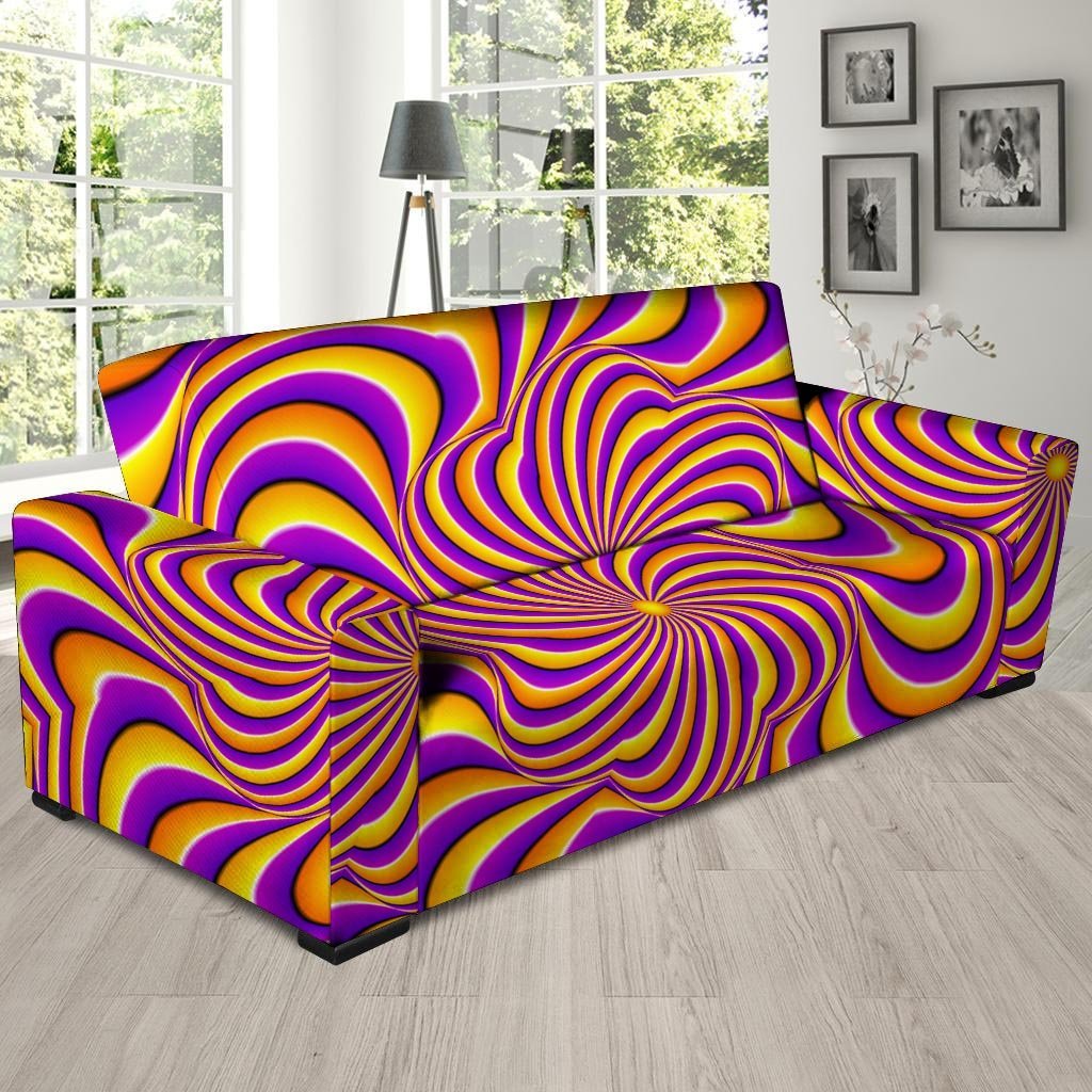 Yellow and purple spin illusion. Sofa Cover-grizzshop