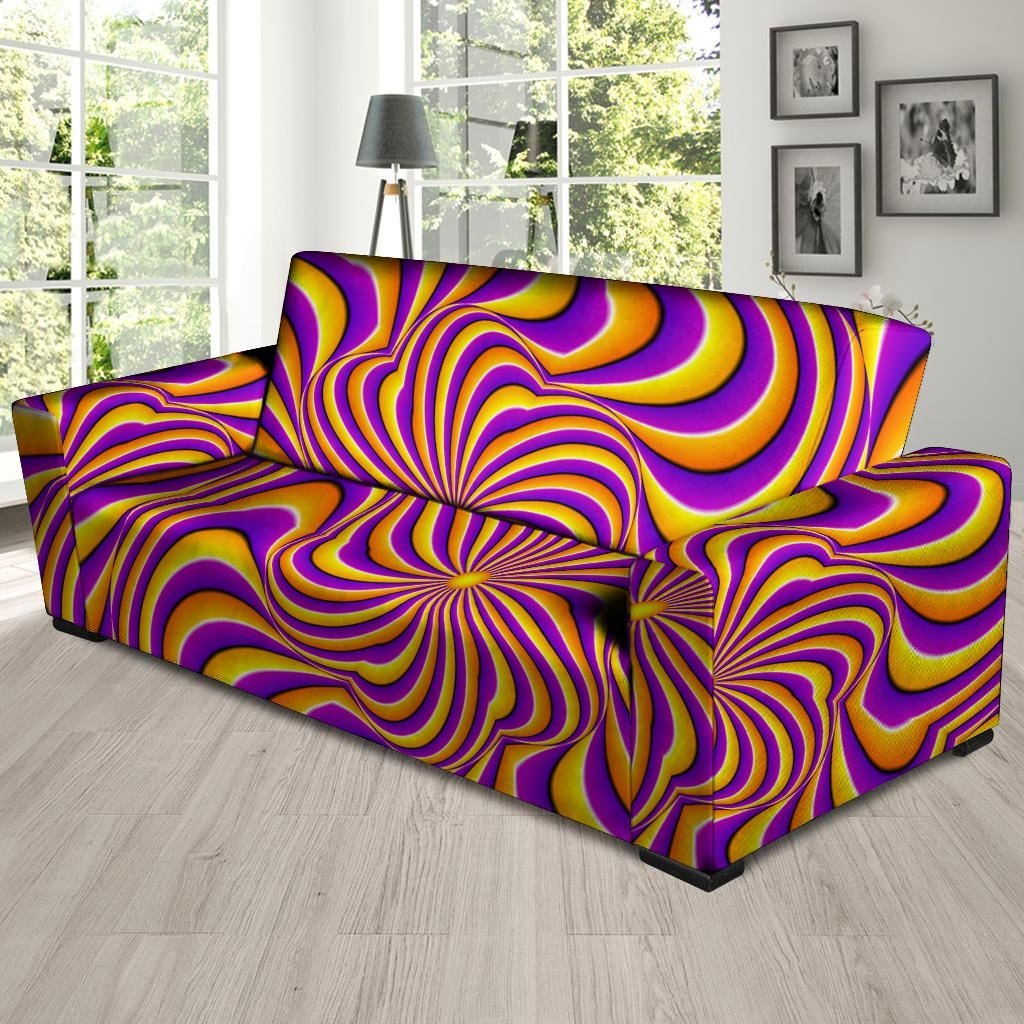 Yellow and purple spin illusion. Sofa Cover-grizzshop