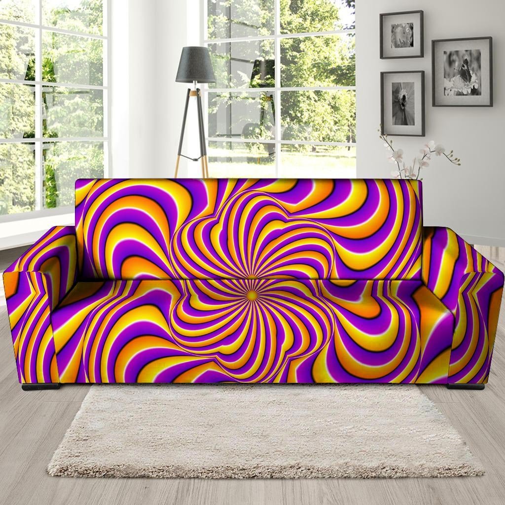 Yellow and purple spin illusion. Sofa Cover-grizzshop