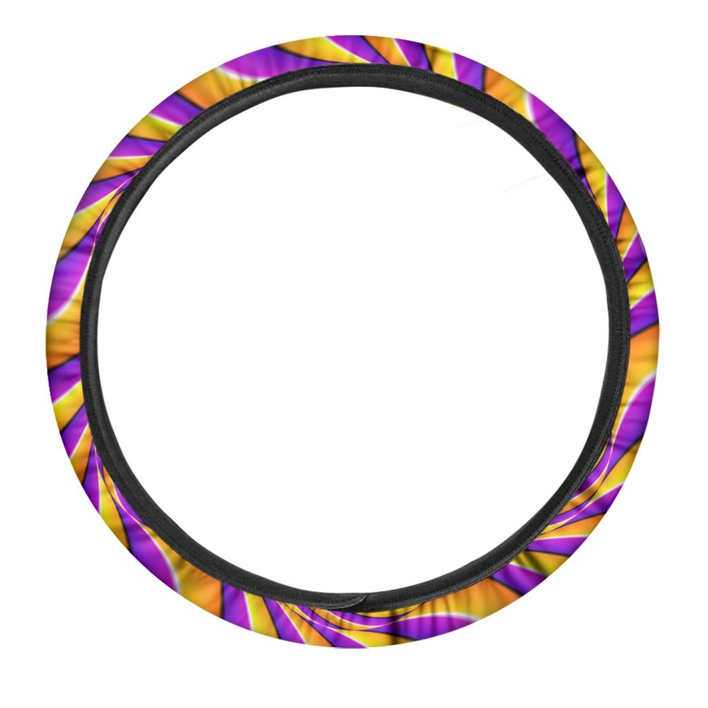 Yellow and purple spin illusion. Steering Wheel Cover-grizzshop