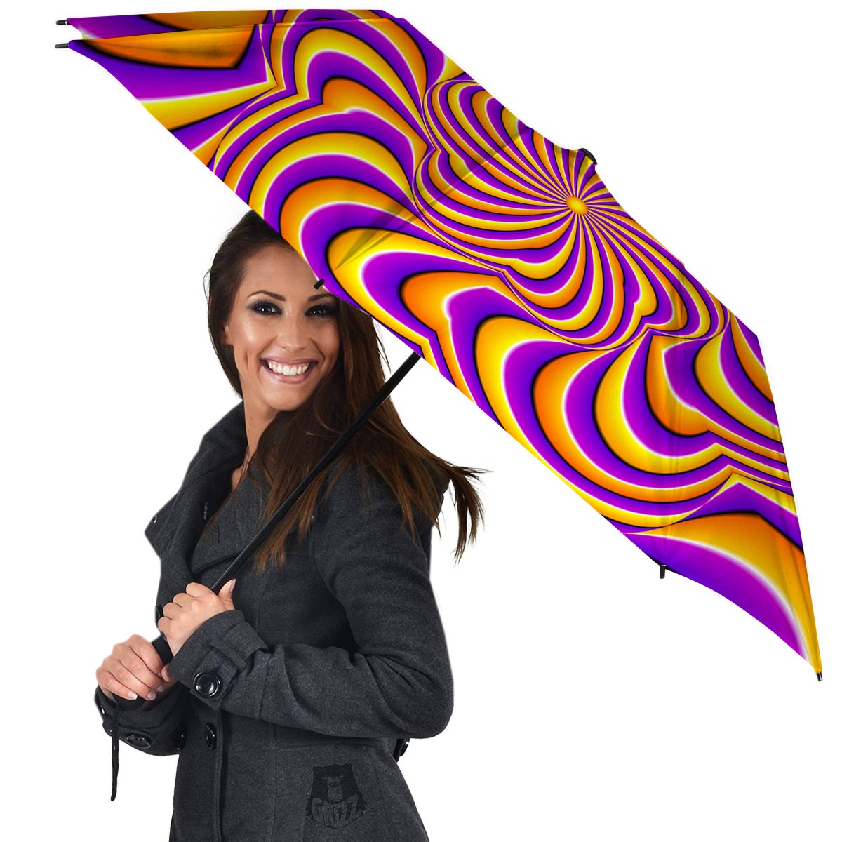 Yellow and purple spin illusion. Umbrella-grizzshop