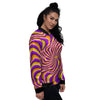 Yellow and purple spin illusion. Women's Bomber Jacket-grizzshop