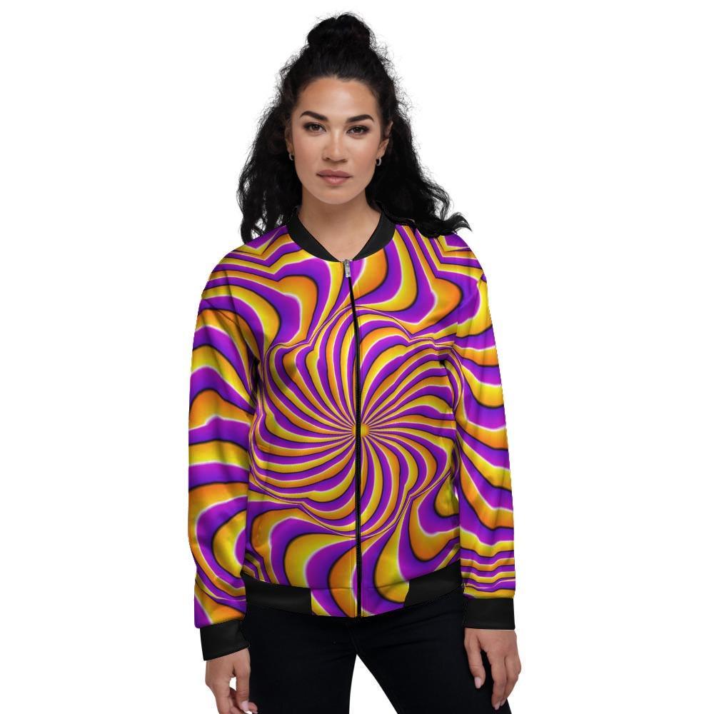 Yellow and purple spin illusion. Women's Bomber Jacket-grizzshop