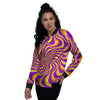 Yellow and purple spin illusion. Women's Bomber Jacket-grizzshop