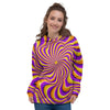 Yellow and purple spin illusion. Women's Hoodie-grizzshop