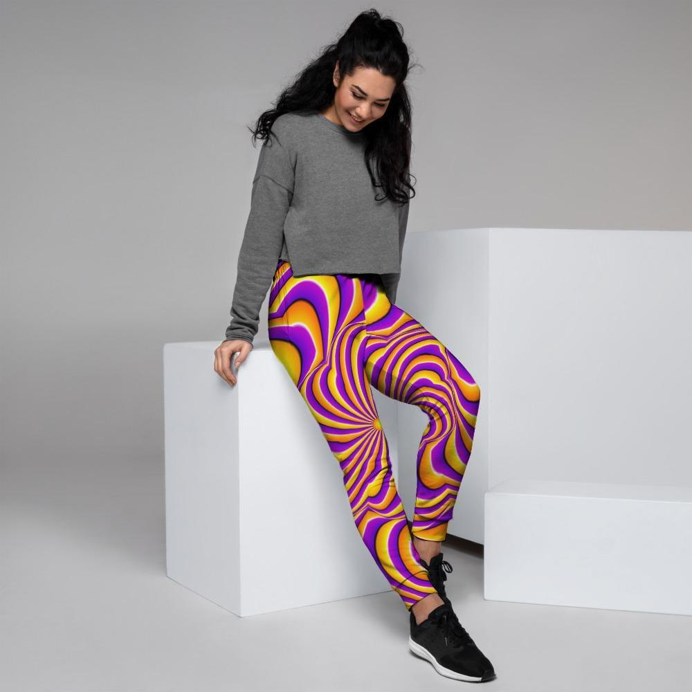 Yellow and purple spin illusion. Women's Joggers-grizzshop