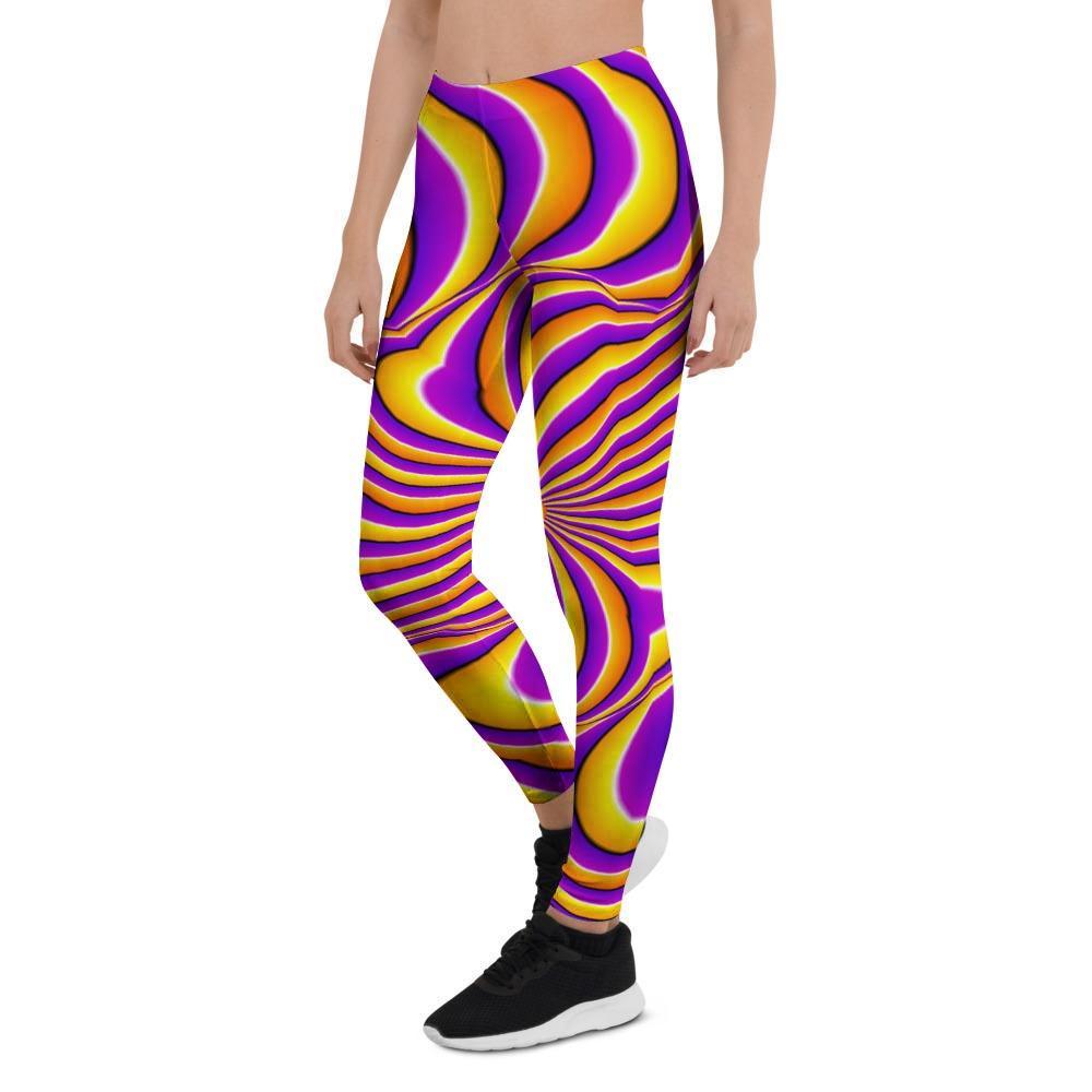 Yellow and purple spin illusion. Women's Leggings-grizzshop