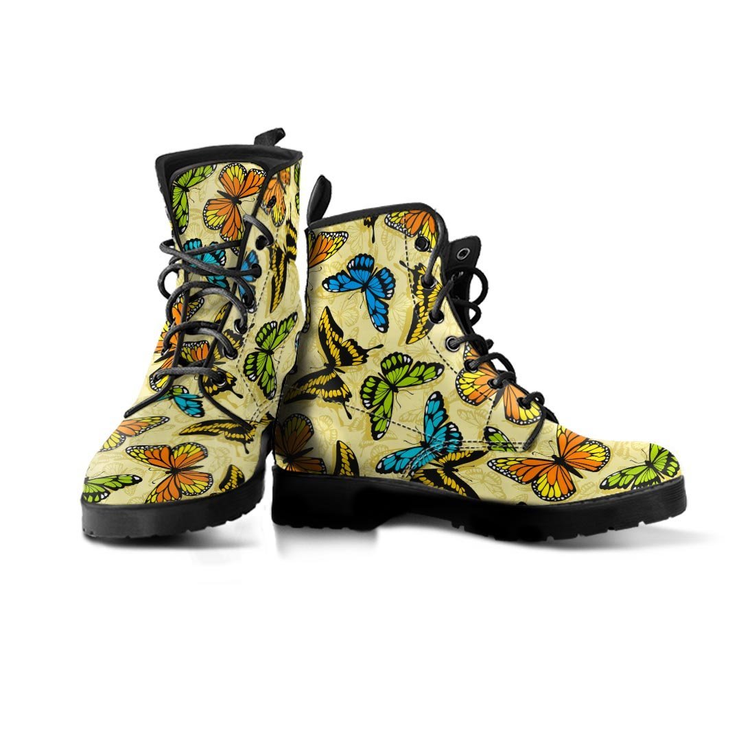 Yellow Butterfly Pattern Print Men's Boots-grizzshop
