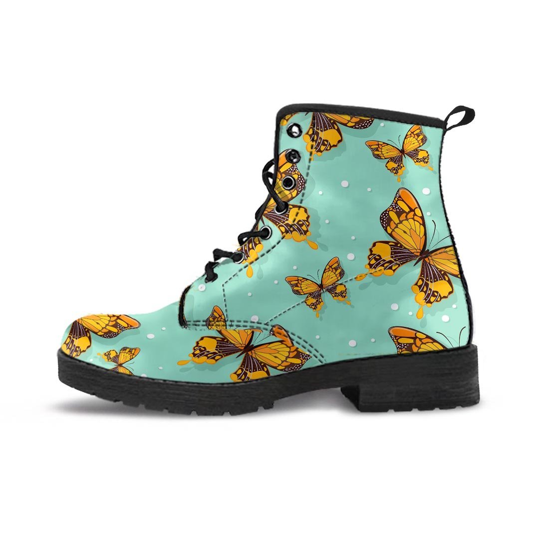 Yellow Butterfly Print Men's Boots-grizzshop