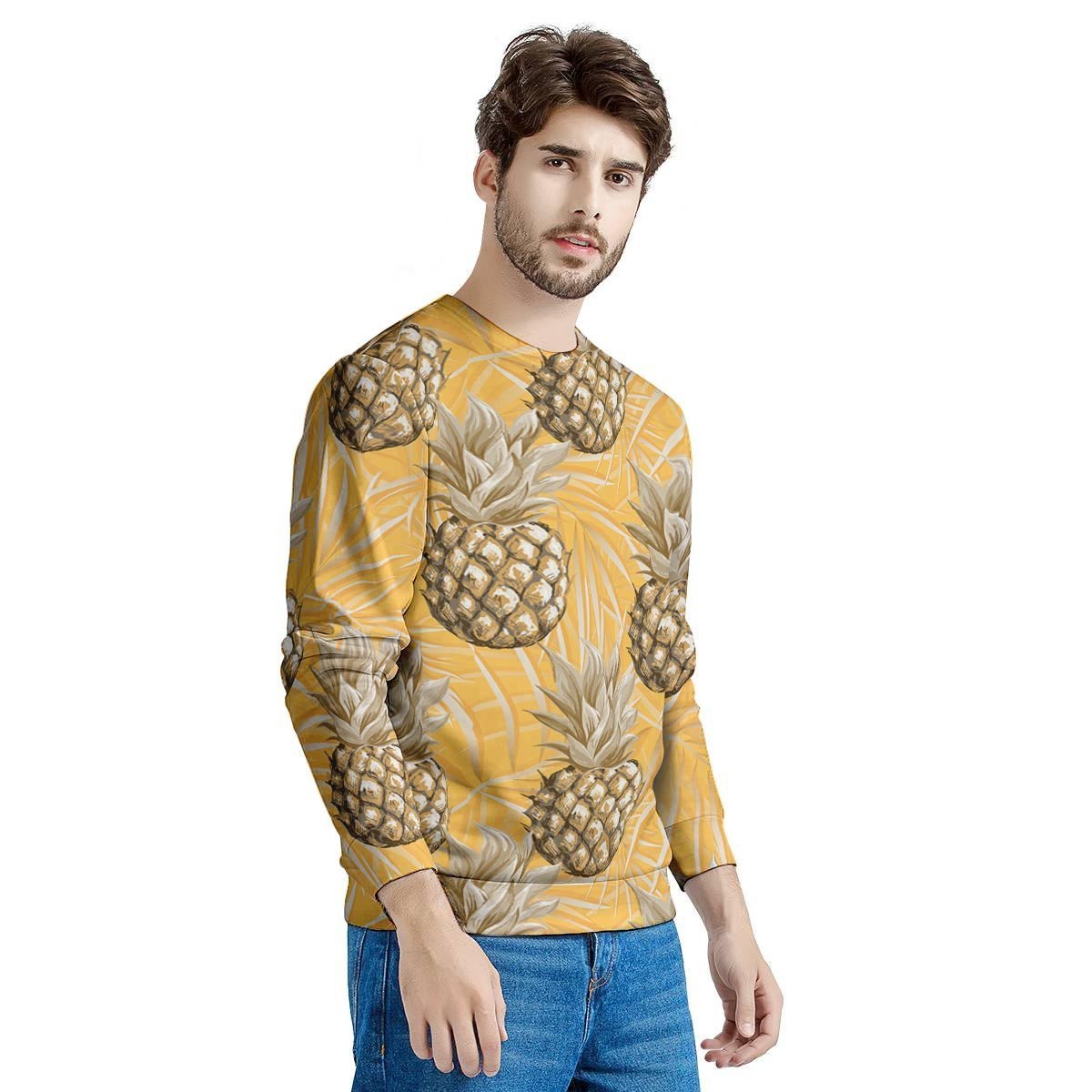 Yellow Hawaiian Pineapple Print Men's Sweatshirt-grizzshop