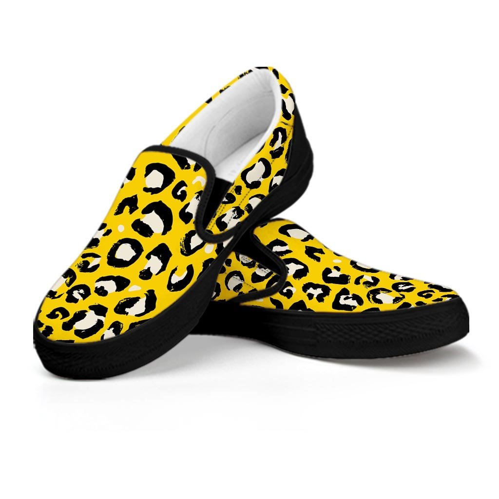 Yellow Leopard Men's Slip On Sneakers-grizzshop