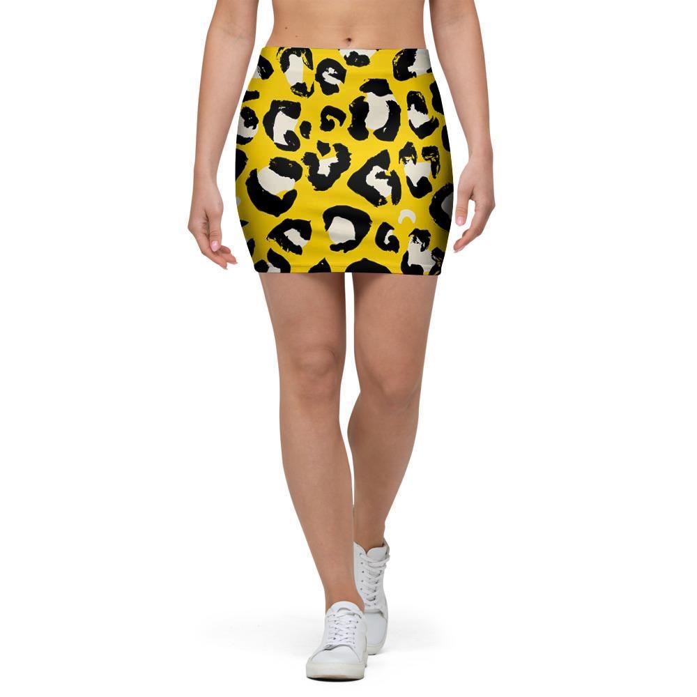 Yellow Leopard Mini Skirt-grizzshop
