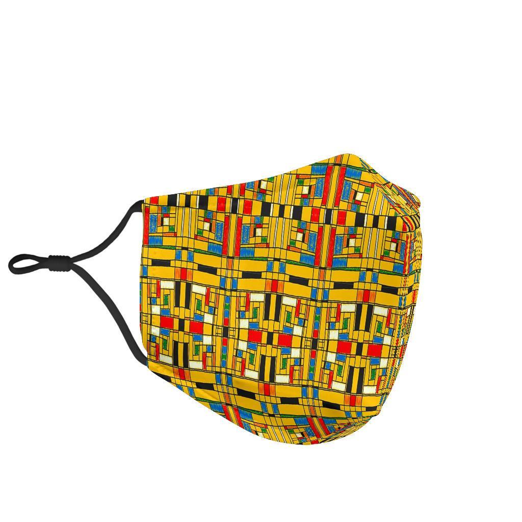 Yellow Mondrian Pattern Print Face Mask-grizzshop