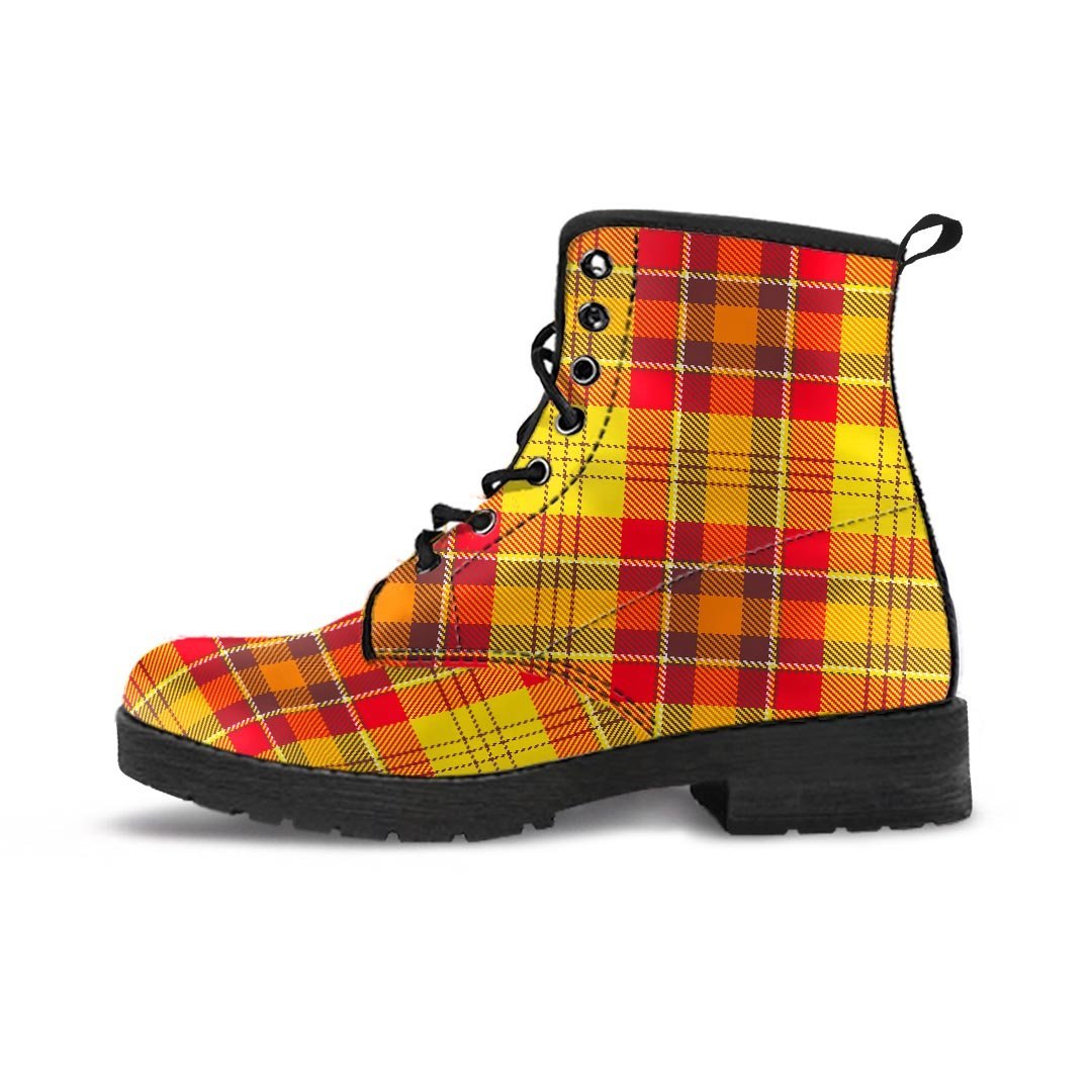 Yellow Plaid Tartan Men's Boots-grizzshop