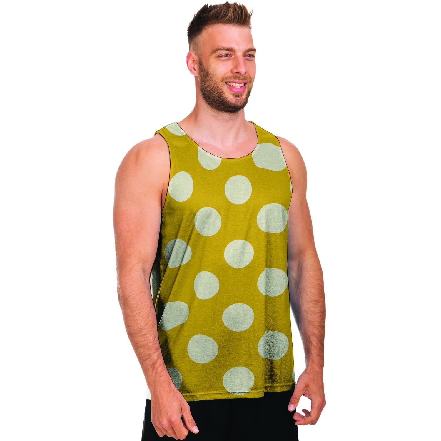 Yellow Polka Dot Men's Tank Tops-grizzshop