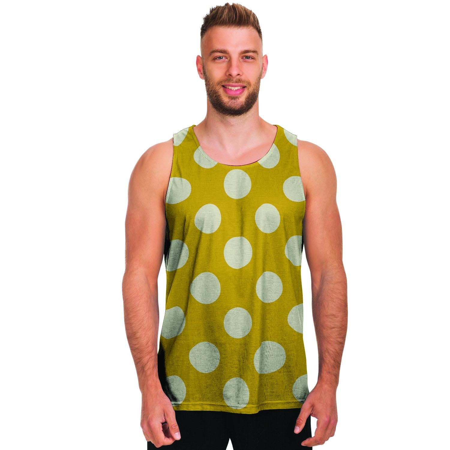 Yellow Polka Dot Men's Tank Tops-grizzshop