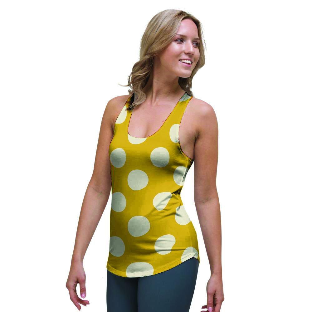 Yellow Polka Dot Women's Racerback Tank Top-grizzshop