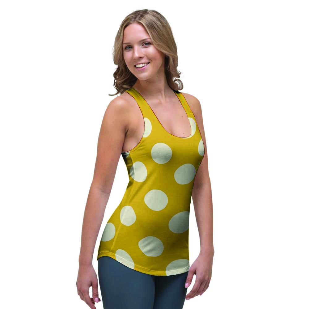 Yellow Polka Dot Women's Racerback Tank Top-grizzshop