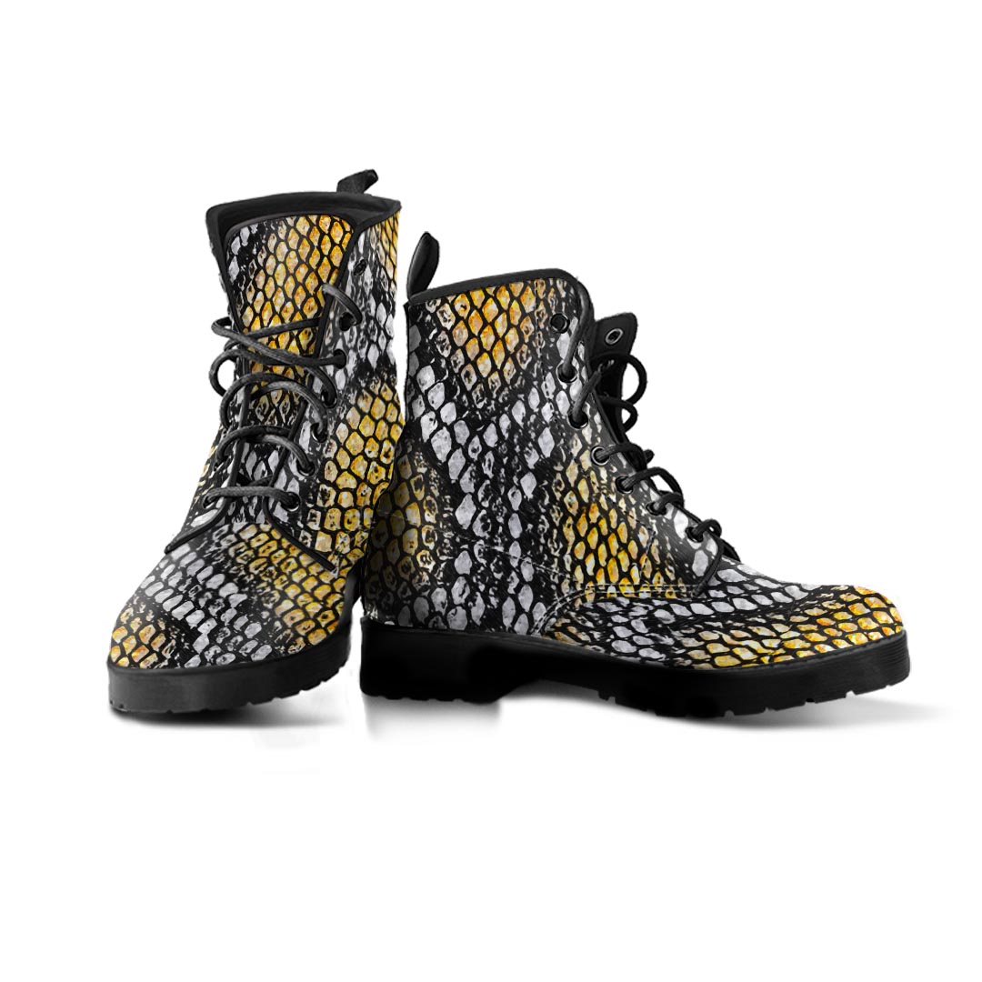 Yellow Snakeskin print Men's Boots-grizzshop