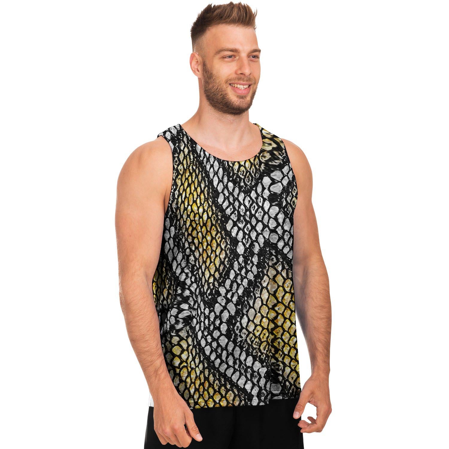 Yellow Snakeskin print Men's Tank Tops-grizzshop
