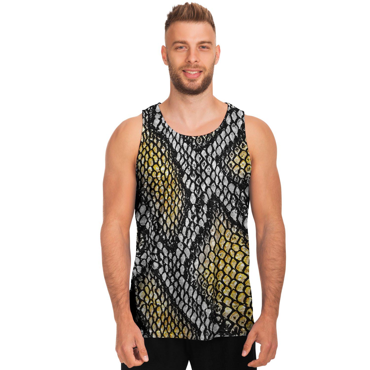 Yellow Snakeskin print Men's Tank Tops-grizzshop