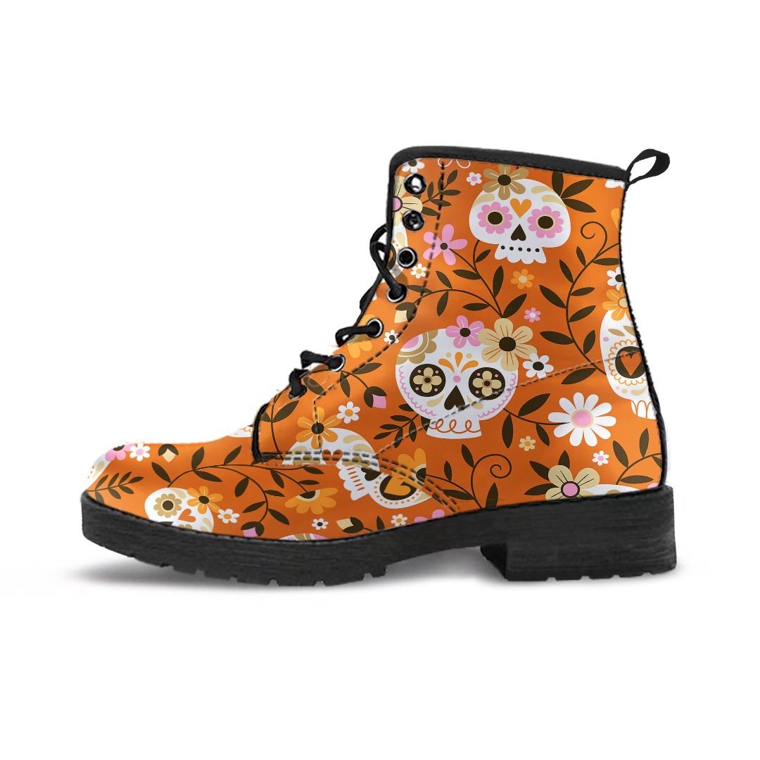 Yellow Sugar Skull Men's Boots-grizzshop