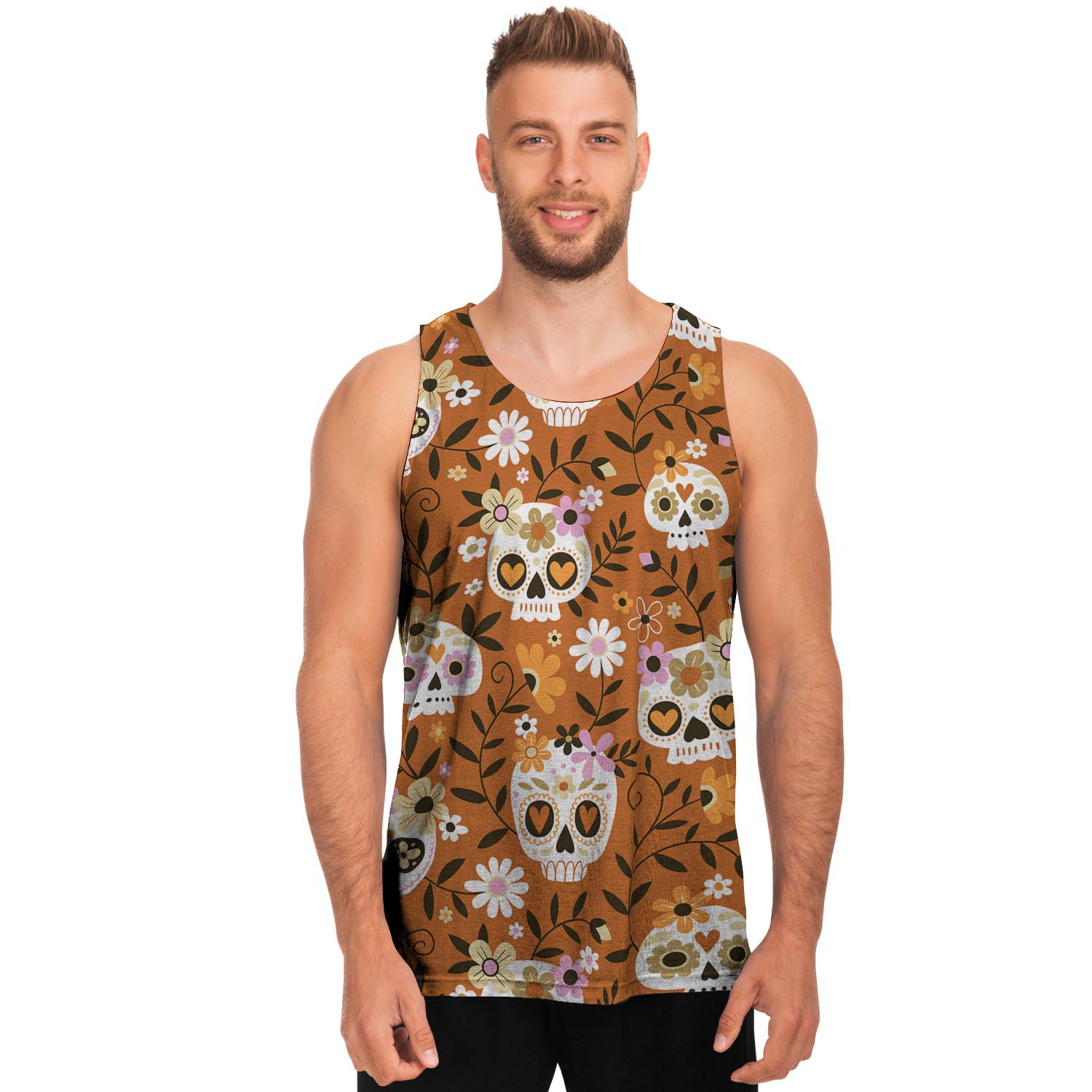 Yellow Sugar Skull Men's Tank Tops-grizzshop