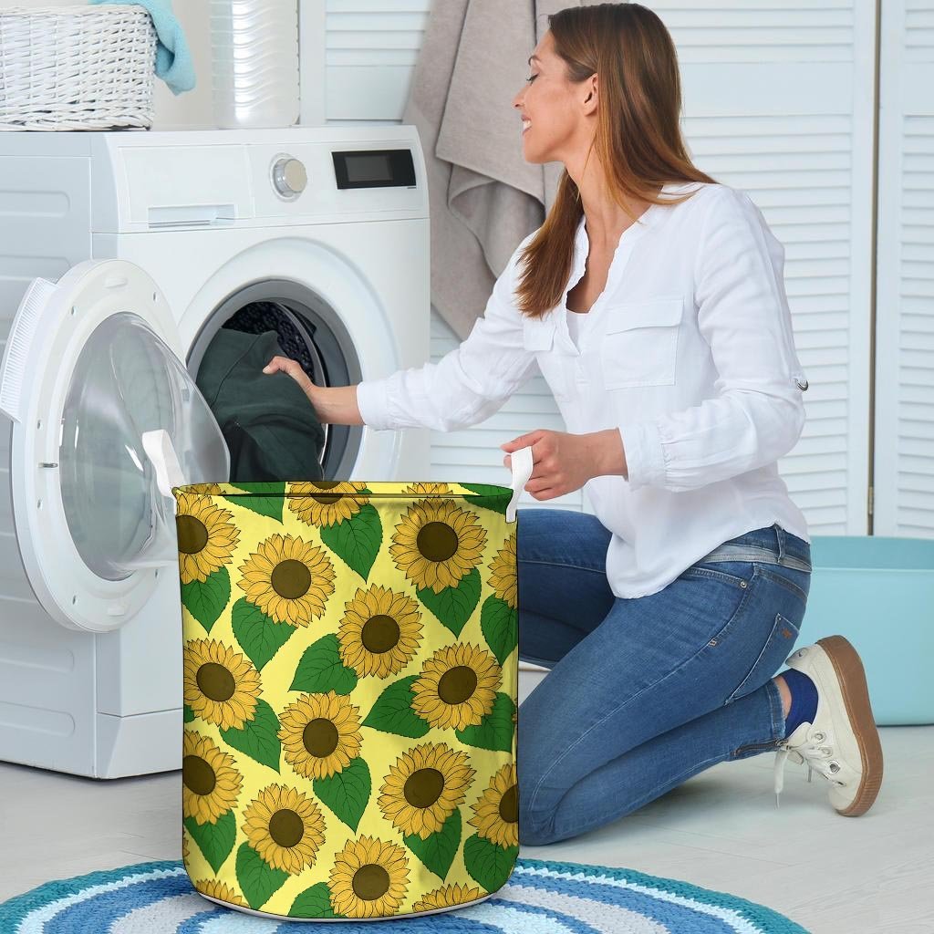 Yellow Sunflower Laundry Basket-grizzshop