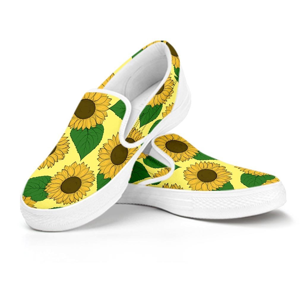 Yellow Sunflower Men's Slip On Sneakers-grizzshop