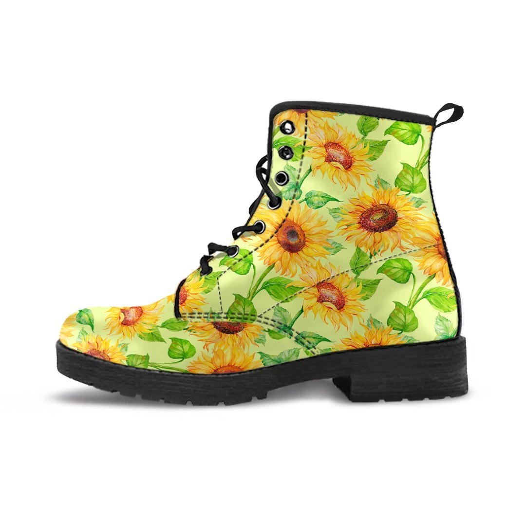 Yellow Sunflower Print Men's Boots-grizzshop