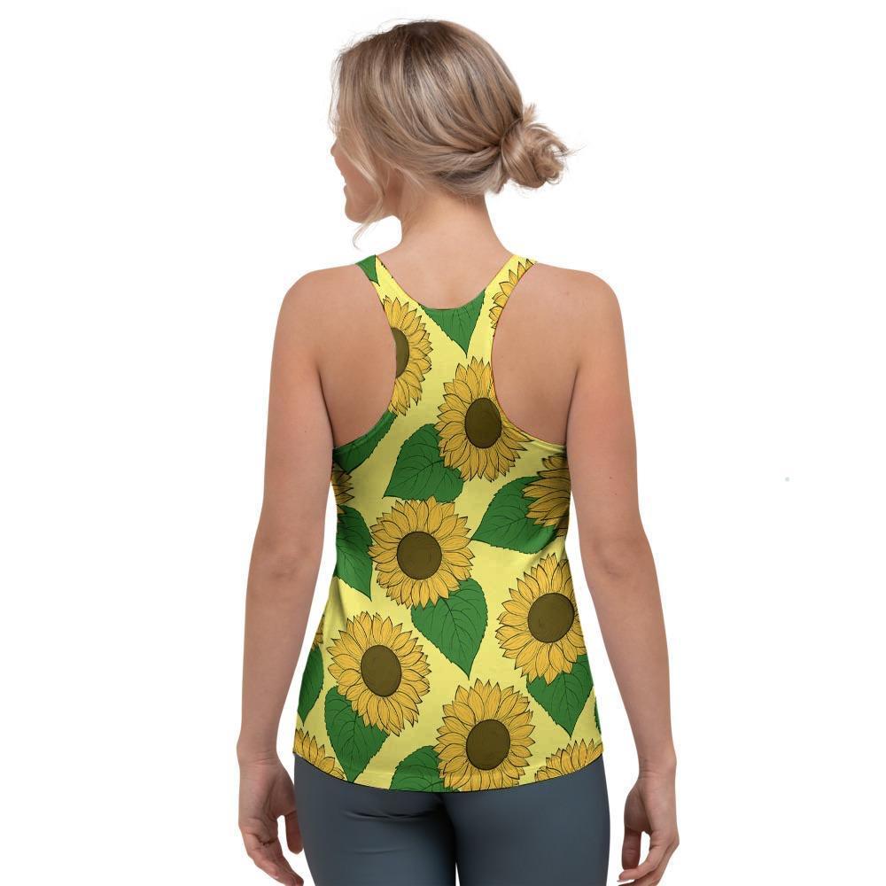 Yellow Sunflower Women's Racerback Tank Top-grizzshop