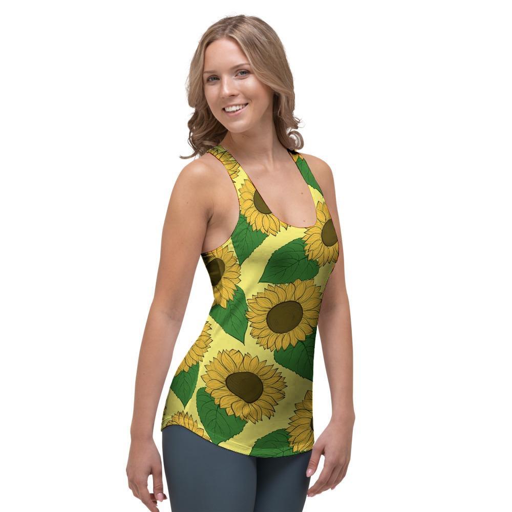 Yellow Sunflower Women's Racerback Tank Top-grizzshop