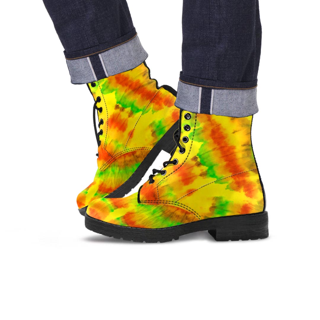 Yellow Tie Dye Men's Boots-grizzshop