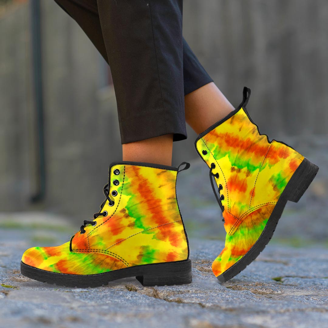 Yellow Tie Dye Men's Boots-grizzshop